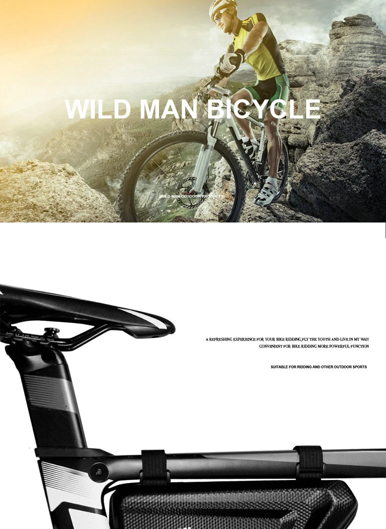WILD MAN Bicycle Triangle Frame Bag Hard Shell Bike Bag for MTB Road Bike Front Tube Bag Waterproof Anti-press EVA Riding Pack (9)