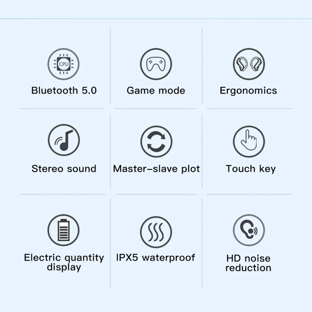 True Wireless Bluetooth 5.0 headset Intelligent Touch Control LED Power Display TWS Earphones Noise Cancelling Charging Box gift