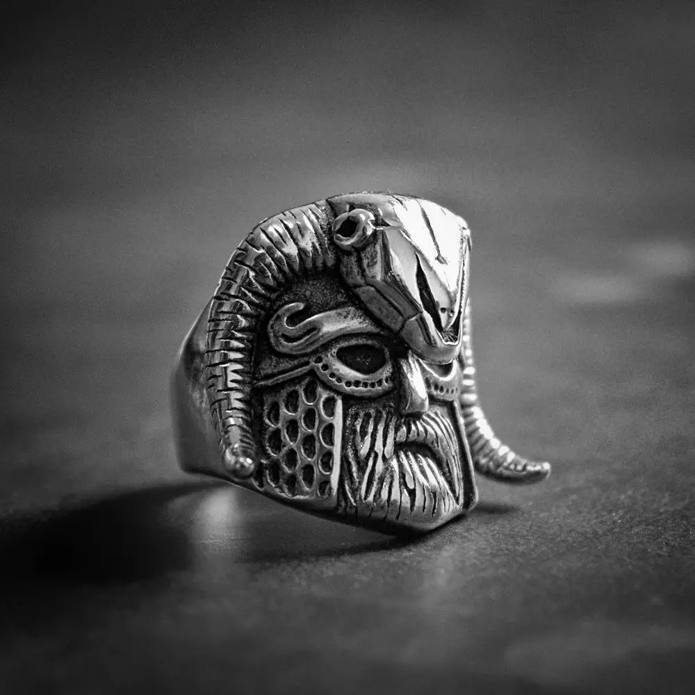 EYHIMD Винтаж нордический Воин кольцо из нержавеющей стали Викинг шофар Рог шлем череп мужские кольца крутые байкерские украшения
