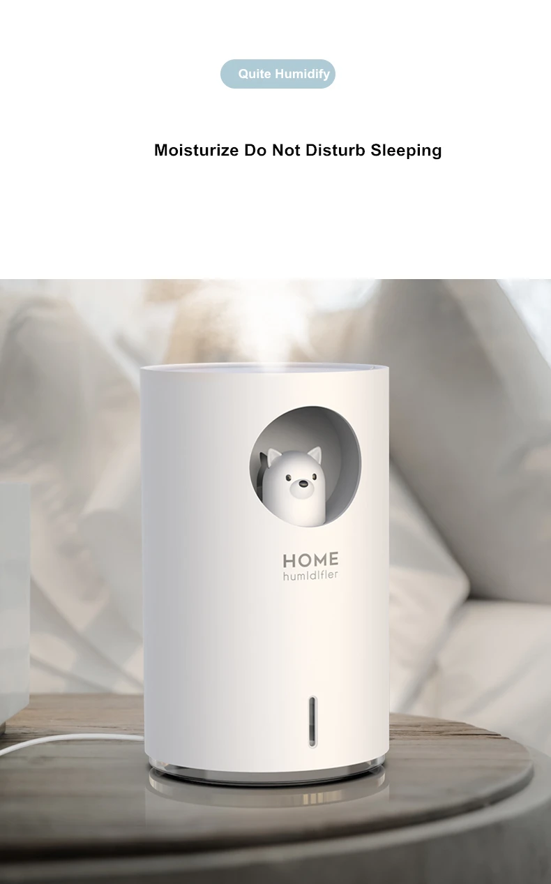 Cute Pet Humidifier 900ML Large Capacity Ultrasonic Aroma Air Diffuser Polar Bear With Color LED Light Home Humidificador