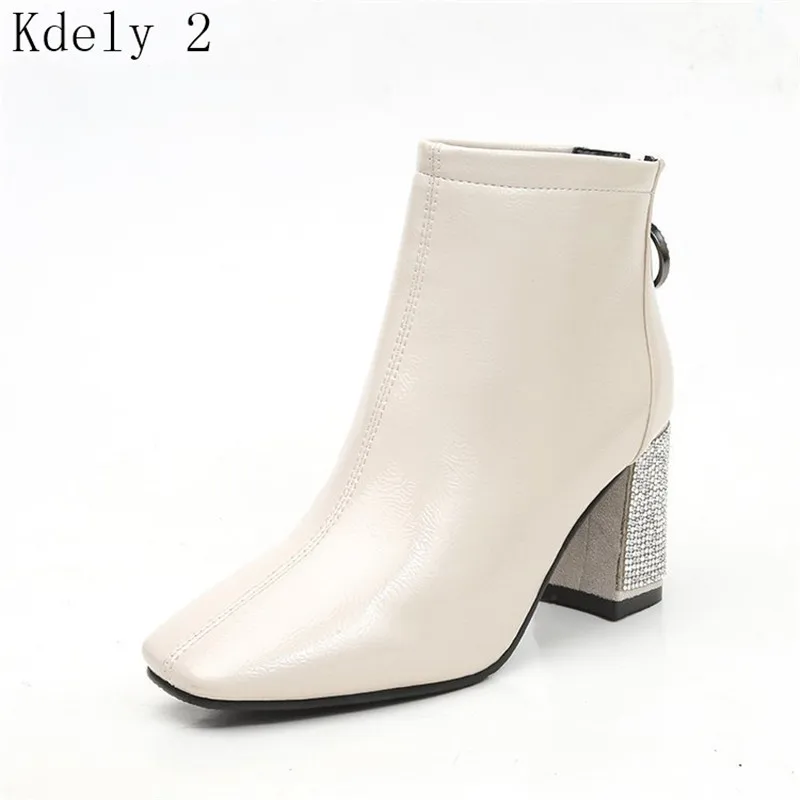 

European style contracted Tide Girl Boots Woman British Style drill Boots Martin Boots Autumn Winter New High-heeled Shoes