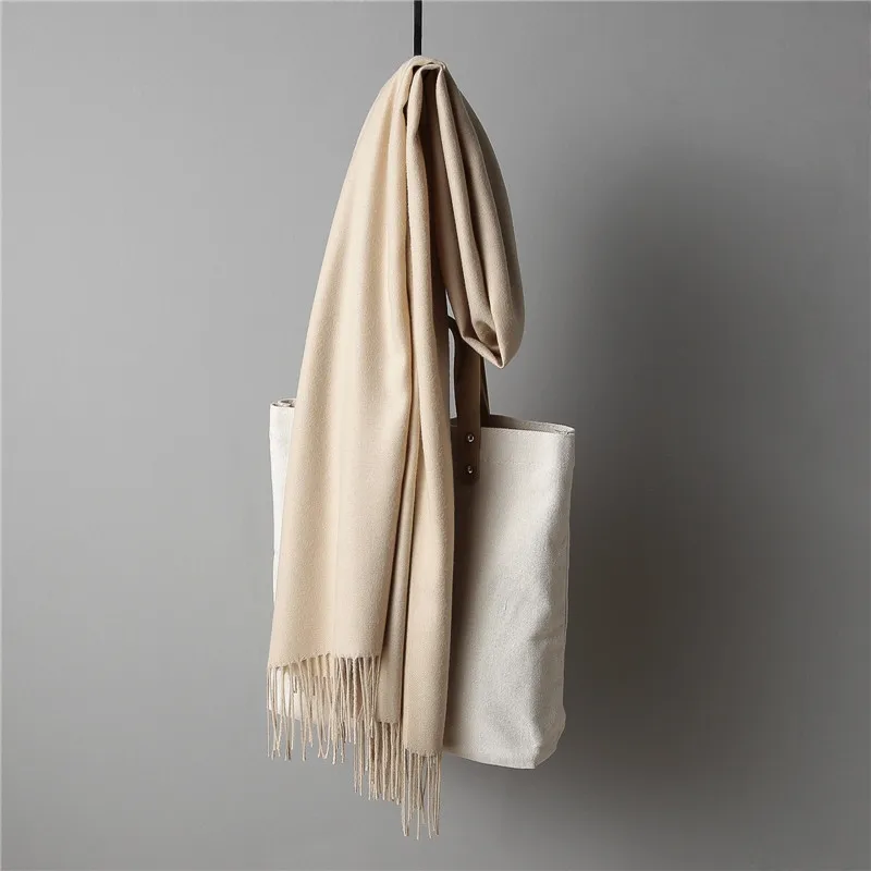 color 12 Women Winter Scarf Pure Cashmere Scarves Thick Neck Warm Headband Hijab Lady shawls Wraps Blanket Pashmina Female Echarpe - Цвет: color 12