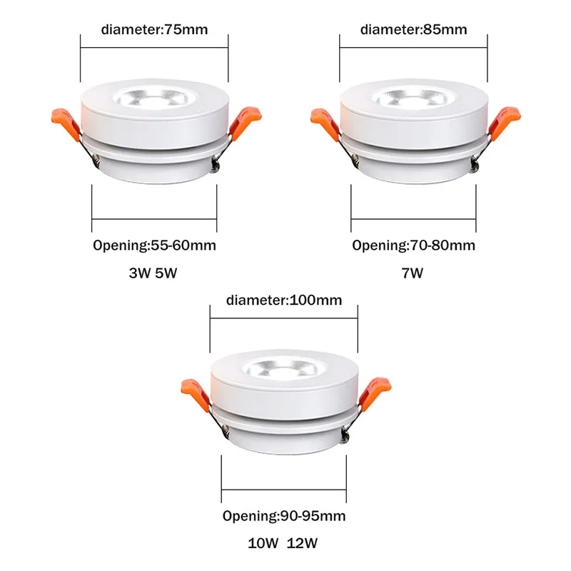 3 Вт/5 Вт/7 Вт/10 Вт Мини светодиодный потолочный светильник складной и вращающийся на 360 градусов встроенный COB Точечный светильник встраиваемый светильник