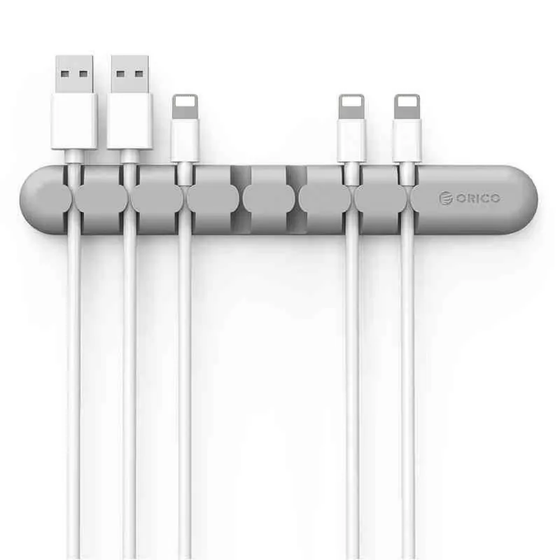 Серый Держатель для usb-кабеля силиконовые Кабельные прихваты гибкий кабель намотки управление зажимы держатель для мыши клавиатуры наушники гарнитура - Цвет: Серый