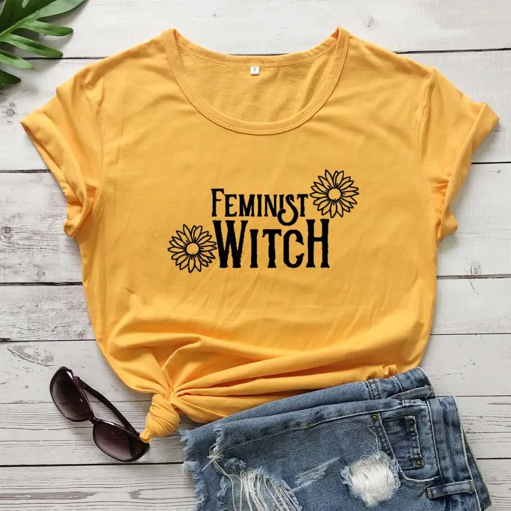 Spreadshirt феминистской ведьмы цветы Графический Милый Хлопок милый подарок для