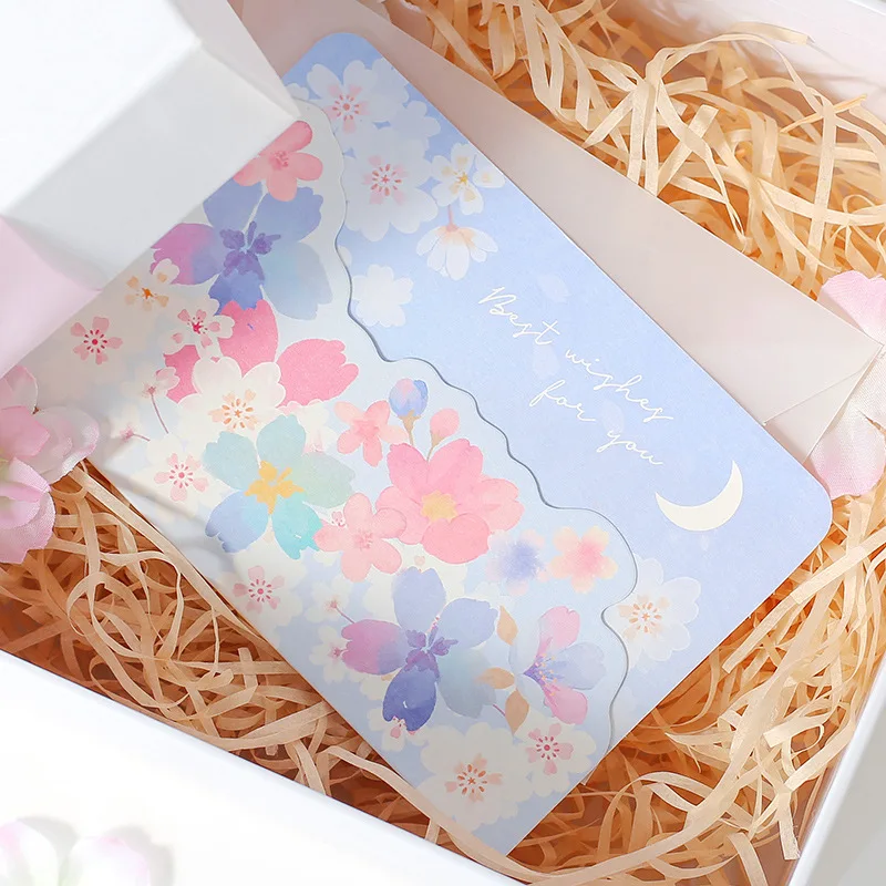 Sakura-sobres de papel para tarjetas de felicitación, Mini flor Kawaii, papelería, Sobre Carta, regalos