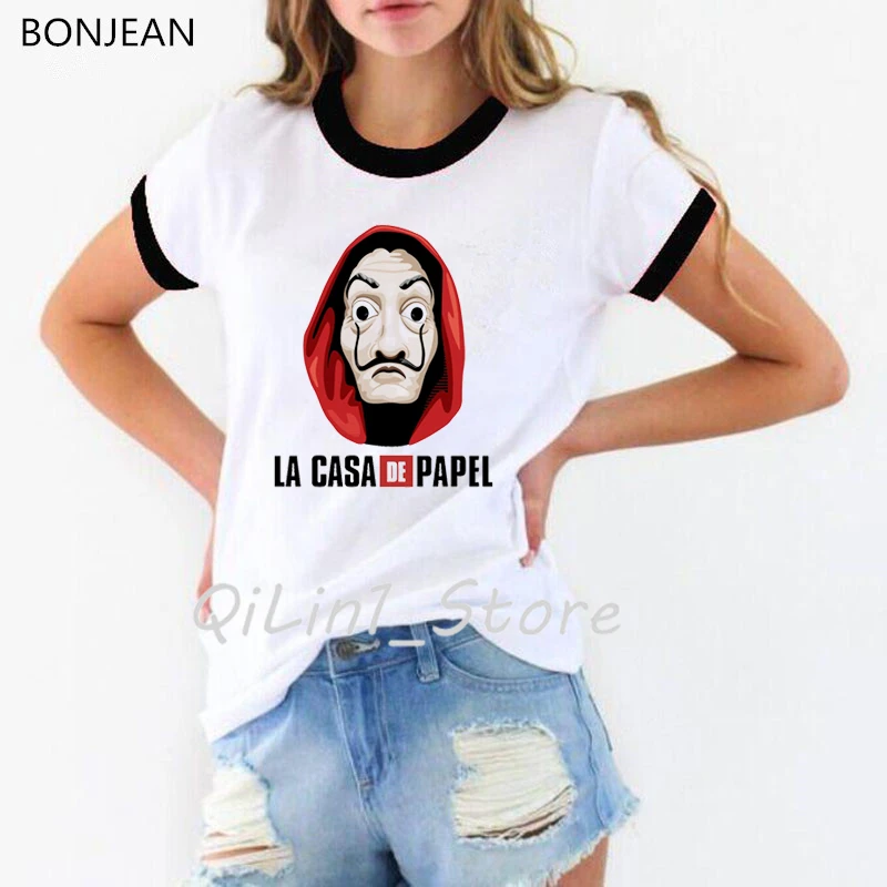 

harajuku shirt La Casa De Papel Tshirt Money Heist Tees TV Series T Shirt Women clothes 2019 graphic tees shirt femme t-shirt