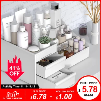 Большая емкость, косметический ящик для хранения, органайзер для ящика с косметикой, ювелирное изделие, лак для ногтей, контейнер для макияж...