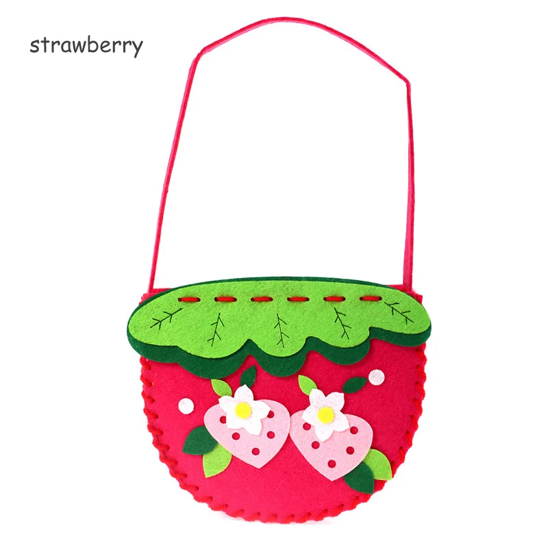 DIY обучающая игрушка, детские мини-сумки из нетканого полотна, красочная сумка ручной работы, Мультяшные животные, детские сумки, шитье игрушек - Цвет: strawberry
