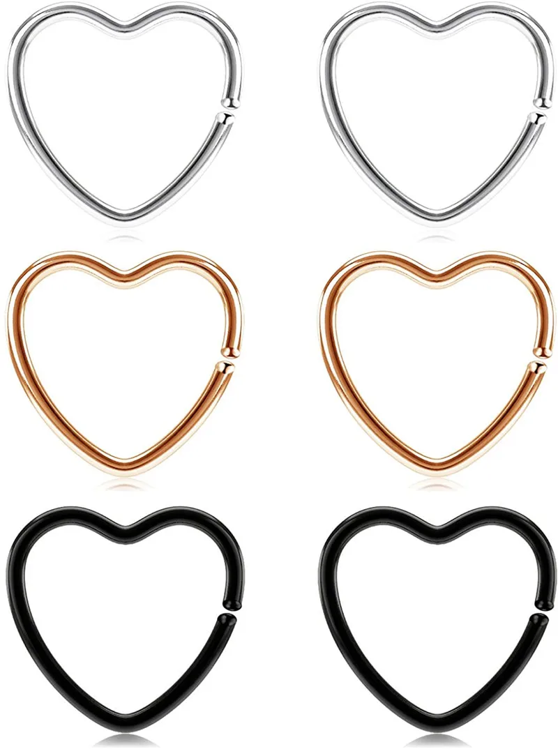 Серьги для пирсинга козелка уха Daith Rook нержавеющая сталь 20 г в форме сердца кольцо