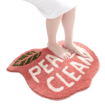 

Household Floor Mat, Anti-Slip Soft Water Absorption Cover for Bathing Room Doorway, Cute Peach Shape Bath Mat
