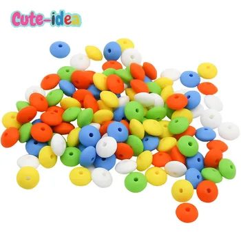 

Cute-Idea 12mm 1000pcs silicone lentil beads teether safe pacifier nursing accessories chain soft baby product teething BPA free