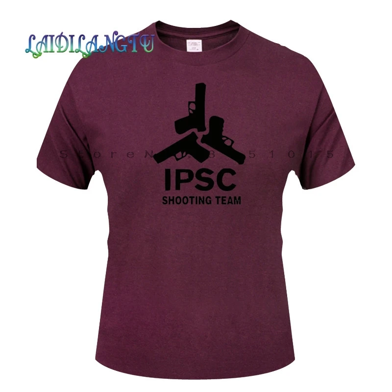 Европа размер сплошной цвет хлопок футболка мужская IPSC стрельба команда летний скейтборд тройник мальчик хип хоп Скейт футболка Топы - Цвет: Wine