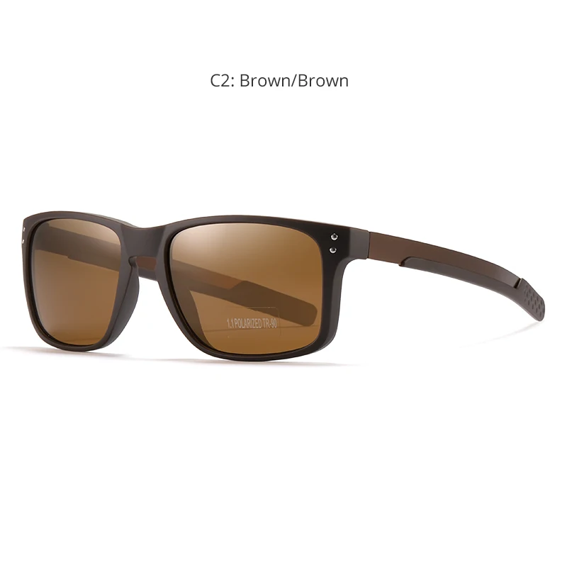C2 Brown KDEAM, прямоугольные, поляризационные солнцезащитные очки, мужские, для улицы, для вождения, солнцезащитные очки, мужские, TR90, гибкая оправа, Микс, нержавеющая сталь, дужки - Цвет линз: C2 Brown
