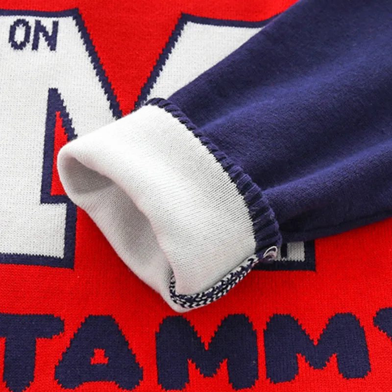 Boys Cute Cartoon Sweaters Autumn Winter Boy Long Sleeve Letters Pullover Knitted Casual Sweater Children Warm Knit Tops