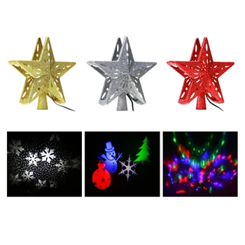 

LED Christmas Tree Top Projection Lamps Star Shape Rotatable Night Lights
