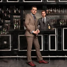 Специальный Локоть патч коричневый твид мужские смокинги Свадебный классический костюм Блейзер Куртка Slim Fit Жених индивидуальный заказ Лучший человек 3 шт выпускной