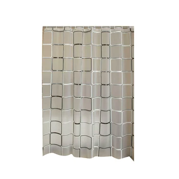 

Decorative PEVA Shower Curtain Liner Waterproof Black And White Square Curtain PEVA Black And White Square Curtains 8 Pcs Hooks