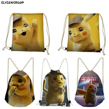 ELVISWORDS Милый Пикачу 3D мешок с кулиской с принтом Покемон тренажерный зал мешок Пользовательский логотип дорожная сумка Worek placak Sznurek Женская тканевая сумка