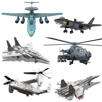 

Wange Blocks War Military planed Gunship Fighter model building Bricks F15 Eagle Helicopter Educationl Kids Toy Technic Boy Gift