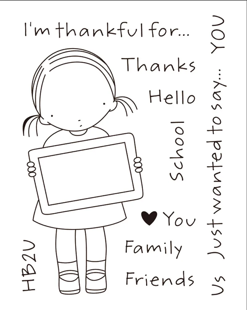 

10x8 Girl holding a drawing board New Transparent Clear Rubber Stamp Sheet Cling Scrapbooking Photo Album PaperCard DIY Craft