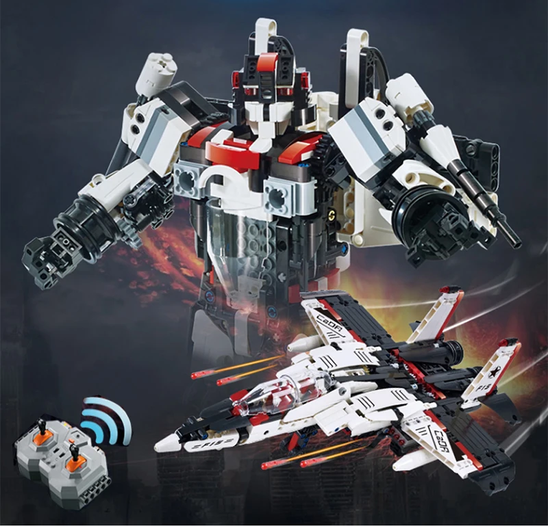 

Legoing Technic Motor F-15 Fighter Launch Bullet Transformation 2 Style Remote Control Robot Building Blocks Child Assembly Toys