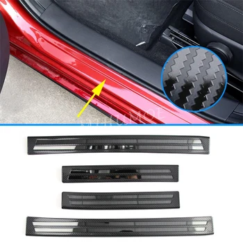

For Mazda 3 Sedan (BP) 2019 2020 Steel Door Sill Plate Scuff Guard Black Carbon Fiber