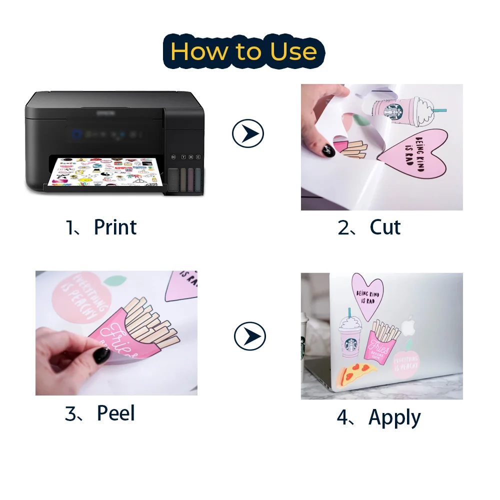 100 Sheets A4 self-adhesive Matte Printable Vinyl Sticker Paper for Inkjet  printer DIY Crafts Copy Paper Inkjet Printer Paper _ - AliExpress Mobile