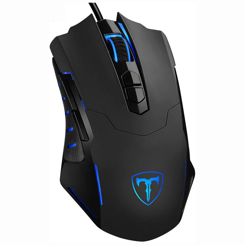 PICTEK 7200 dpi Проводная игровая мышь, геймерские мыши, Mause, 5 уровней, Регулируемая игровая эргономичная мышь для компьютера, ноутбука - Цвет: Черный