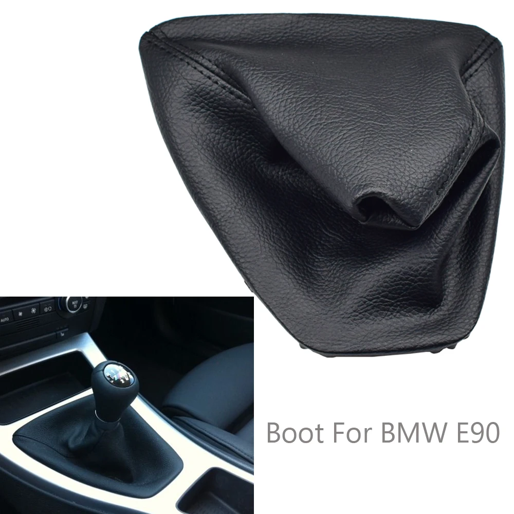 Real Leather Gear Shift Lever Knob Shifter handbrake Gaiter Boot Dust-Proof Cover Fit For BMW E90 E91 E92