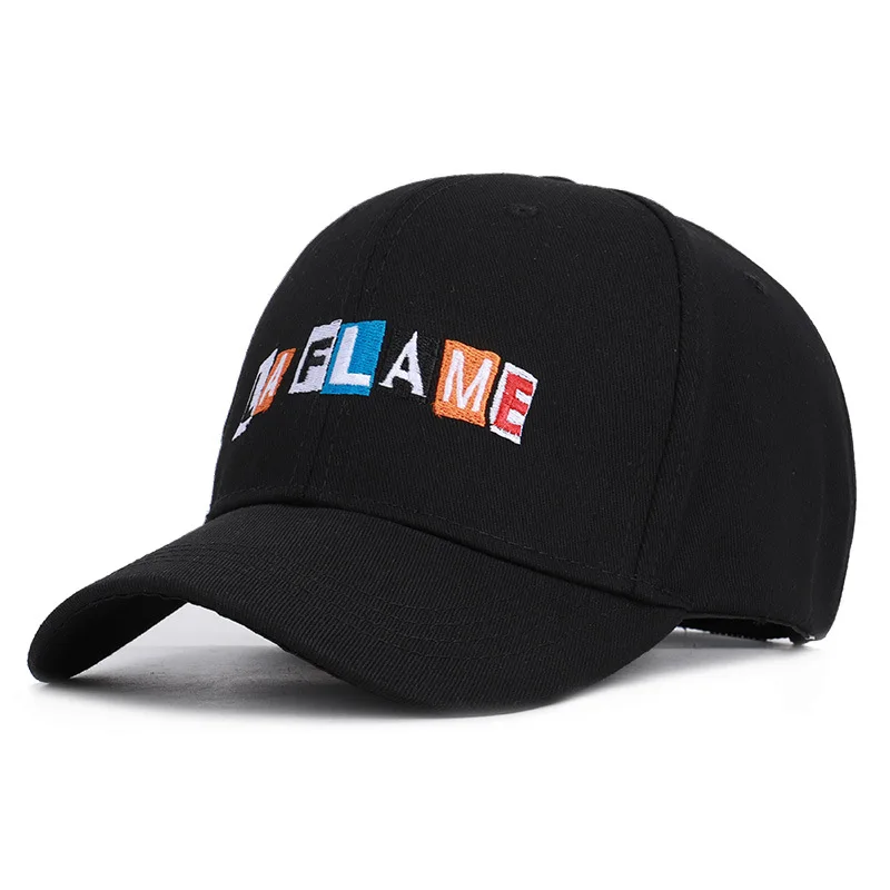 

2019 spring and summer new laflame letter embroidery baseball cap couple sunshade cap men and women tide pure cotton