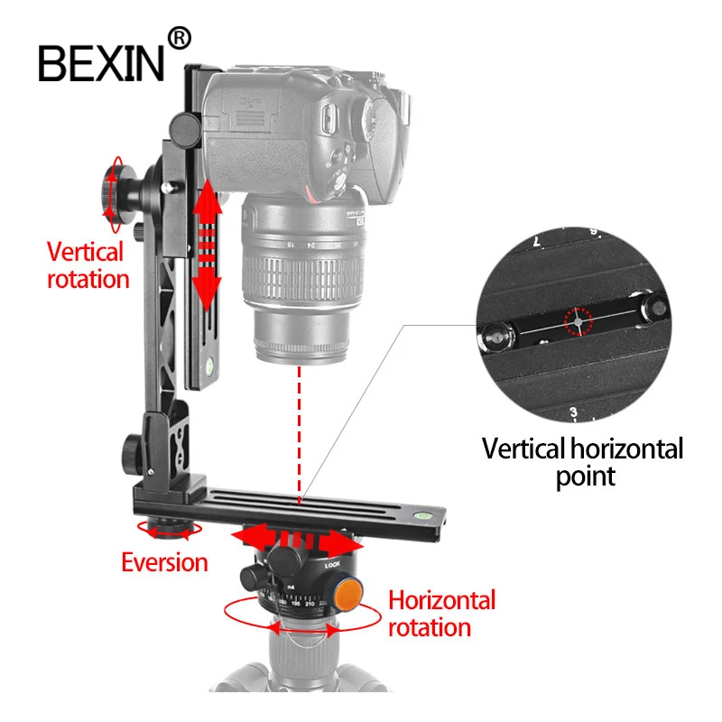 Panorama head 360 degree rotating high coverage shooting tripod head with node index plate blind spot shooting for dslr camera