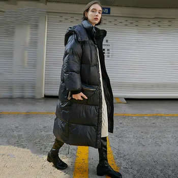 

TVVOVVINHooded Split Big Size Long Cotton-padded Coat Long Sleeve Loose Fit Women Parkas Fashion New Utumn Winter 2020 1595