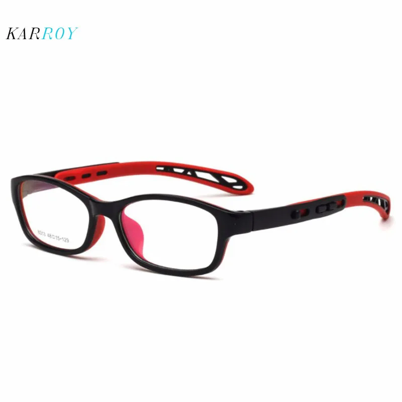 Индивидуальная оправа для очков, Детские TR90 близорукие очки, модные обычные очки для мальчиков, силиконовые очки для девочек - Цвет оправы: black red