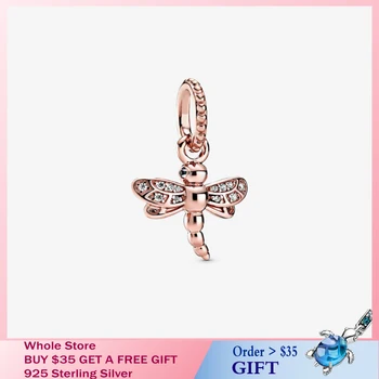 

Beads Sparkling Dragonfly Pendant Charms fit Original Pandora Bracelets DIY Jewelry InsectLady Gift 100% 925 Sterling Silver