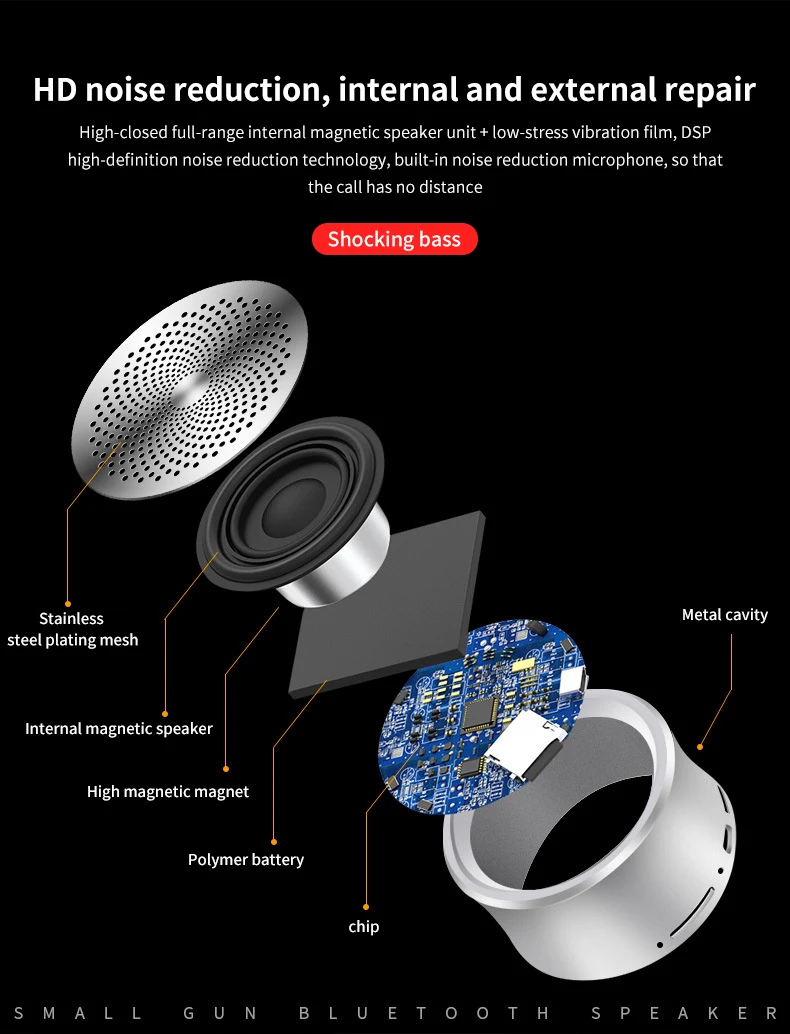 Бас Музыка Bluetooth динамик Портативный Открытый мини беспроводной шокирующий сабвуфер Поддержка TF карты для xiaomi Iphone samsung