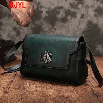 

Small Square Bag Leather Women's Bag Casual Shoulder Diagonal Bags European Station 2020 New Hand-washed First Layer of Leather
