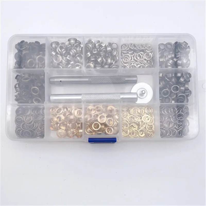 400Pcs 5mm Eye+ Eyelet Eye Mounting Tool Eyes Eyes Boxed For Clothing Jacket Down Jacket Coat Windbreaker Denim Shoes Bags