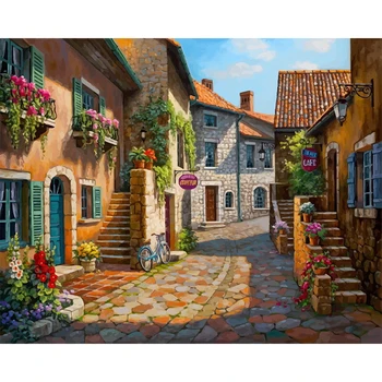 

Country trail Landscape DIY Painting By Numbers Wall Art Picture Acrylic Painting For Home Decoration Drop Shipping 60x75cm