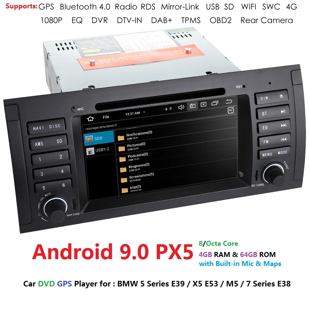 DSP PX5 Android 9 0 автомобильный стерео DVD мультимедийный плеер для BMW E39 с BT Wifi радио gps