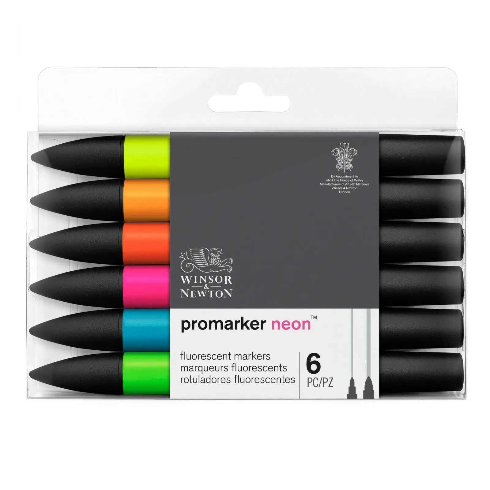 Winsor & Newton Promarker Neon Art Markers 6 Colors Highlighter Fluorescent | Канцтовары для офиса и дома