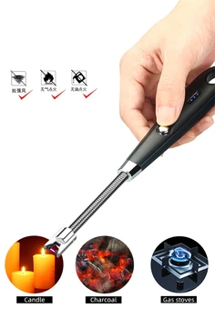 

2020 BBQ LED USB Electric Rechargeable Long Kitchen Gas Stove Lighter Windproof Plasma Arc Flameless Candle Lighters Outdoor