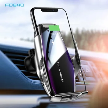 

Car Wireless Charger Automatic Clamping Infrared Sensor Fast Charging Car Phone Holder 15W Fast Qi Induction Charger Bracket
