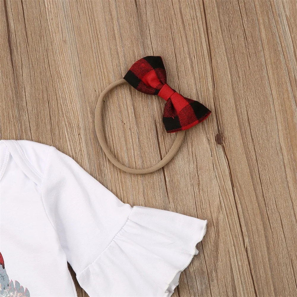 Pudcoco/Одежда для новорожденных девочек Рождественский комбинезон с длинными рукавами и расклешенным принтом, топы, мини-юбка-пачка повязка на голову, комплект одежды из 3 предметов