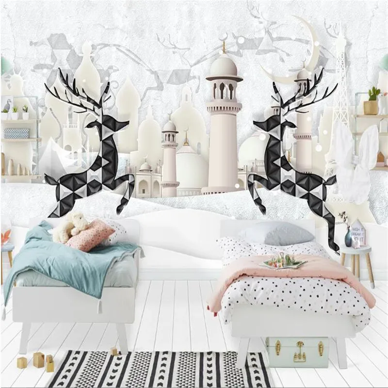 Large 3D Wallpaper Mural Custom Nordic Small Fresh Three-dimensional Relief Architecture Background Wallpaper Mural