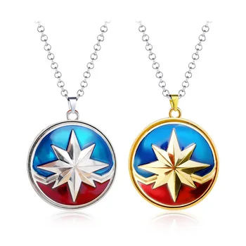

Anime Avengers Captain Marvel Necklace Carol Danvers Rotatable Necklaces Pendants Cosplay Accessories Figure Toys Souvenirs Gift