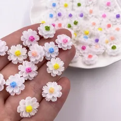 New 30PCS Resin 12mm 3D Colorful  Flower Flatback Stone Buttons Embellishment DIY Scrapbook Crafts L42