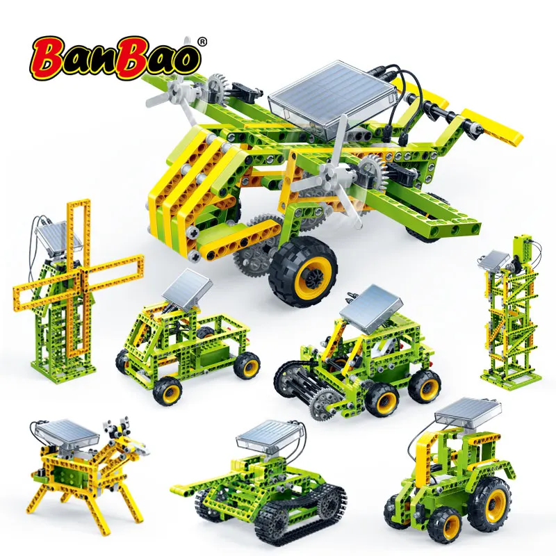Skup BanBao 8 w 1 klocki energia słoneczna energia elektryczna Technic montaż cegieł model edukacyjny dzieci zabawki dla dzieci 6905