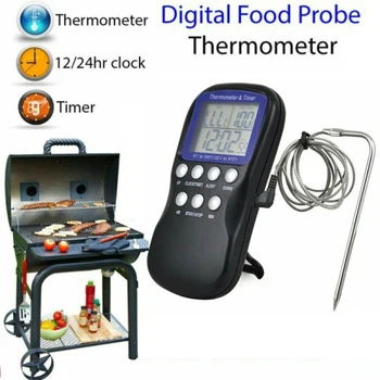 

Digital Food Probe Oven Thermometer With Temperature Alarm Function Timer Kitchen Baking Cooking Thermometer Kitchen Accessories