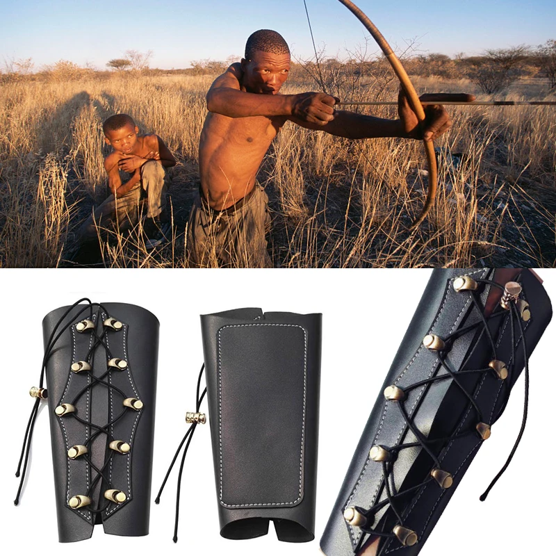 Black PU Leather Archery Bow Target Arm Guard Forearm Armband Protector